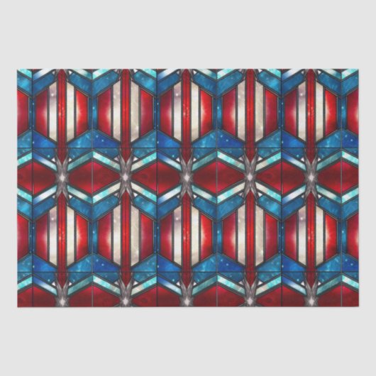 Rood Wit Blauw Patriottisch Gebrandschilderd Glas Tissuepapier (Voorkant)