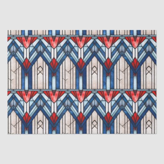 Rood Wit Blauw Patriottisch Gebrandschilderd Glas Tissuepapier (Voorkant)