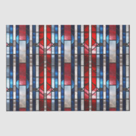 Rood Wit Blauw Patriottisch Gebrandschilderd Glas  Tissuepapier
