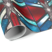 Rood Wit Blauw Patriottisch Glas in lood 4 juli Cadeaupapier (Rol Hoek)