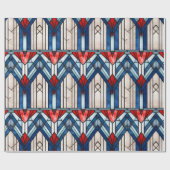 Rood Wit Blauw Patriottisch Glas in lood 4 juli Cadeaupapier (Vlak)