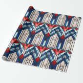 Rood Wit Blauw Patriottisch Glas in lood 4 juli Cadeaupapier (Uitgerold)