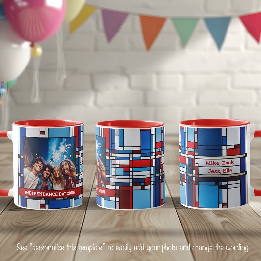 Rood Wit Blauw Patriottisch Glas in lood Foto 019 Mok