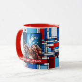 Rood Wit Blauw Patriottisch Glas in lood Foto 019 Mok (Voorkant links)