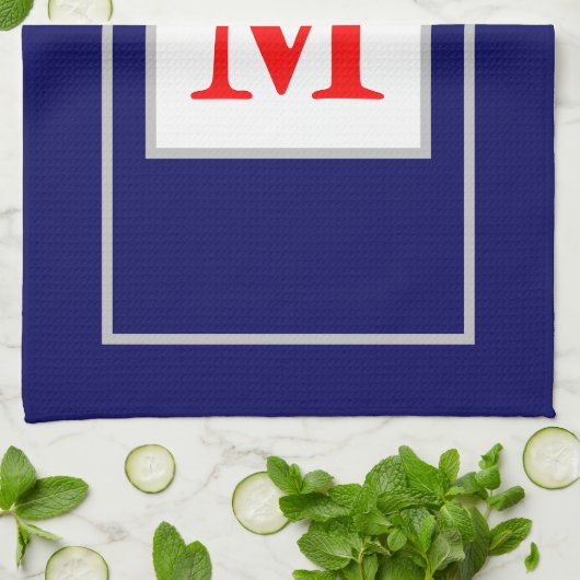 Rood Wit Blauw Patriottisch Monogram Theedoek (Gevouwen)