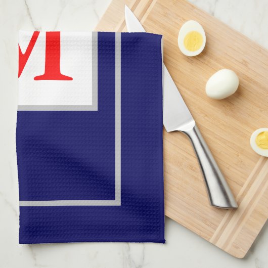 Rood Wit Blauw Patriottisch Monogram Theedoek (Quarter Fold)