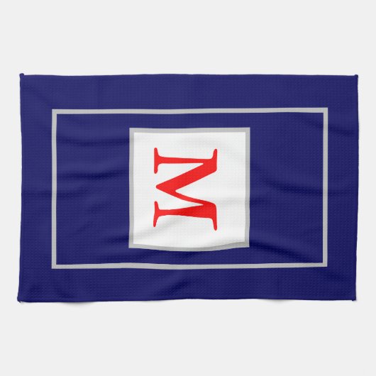 Rood Wit Blauw Patriottisch Monogram Theedoek (Horizontaal)