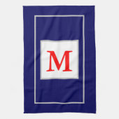 Rood Wit Blauw Patriottisch Monogram Theedoek (Verticaal)
