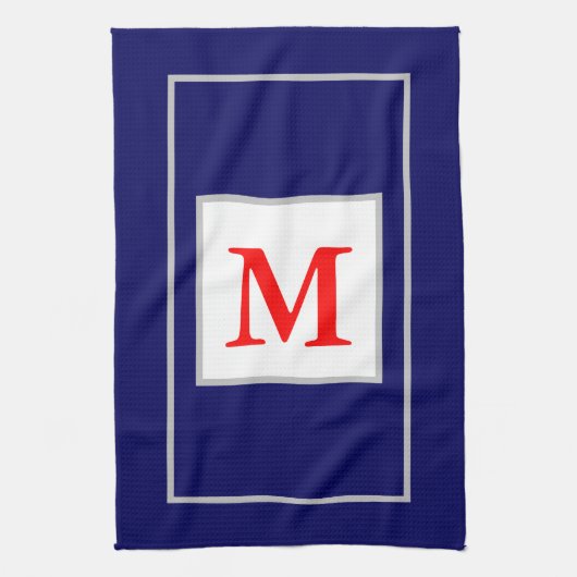 Rood Wit Blauw Patriottisch Monogram Theedoek (Verticaal)