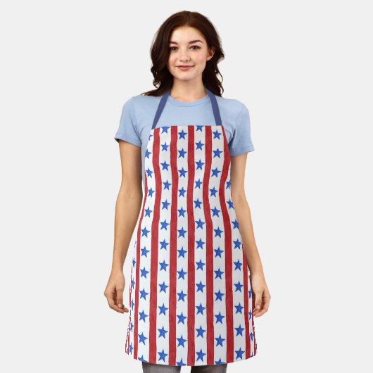 Rood Wit & Blauw Patriottisch Schort (Gedragen)
