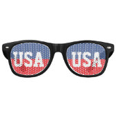 Rood Wit & Blauw Patriottisch USA Amerikaanse Retr Retro Zonnebril (Voorkant)