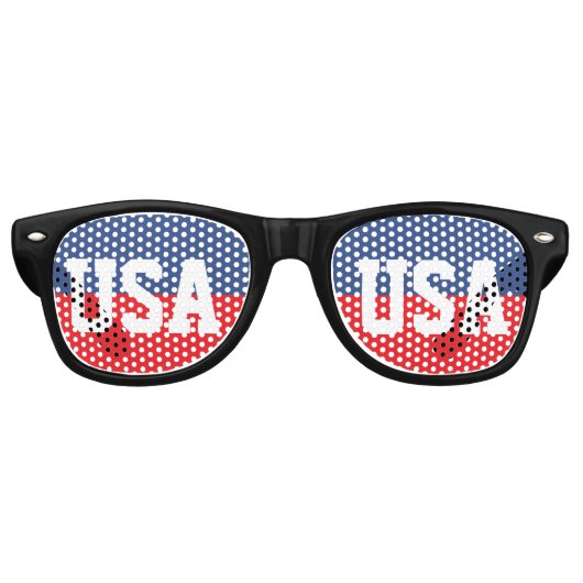 Rood Wit & Blauw Patriottisch USA Amerikaanse Retr Retro Zonnebril (Voorkant)