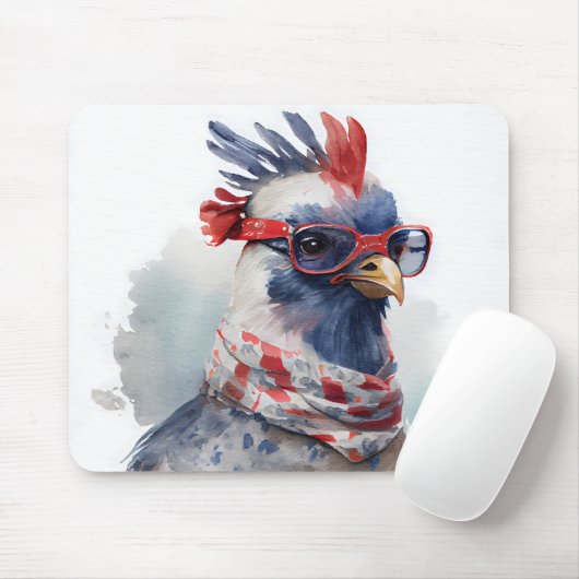 ROOD WIT BLAUW PATRIOTTISCH WATERVERF KIP MUISMAT (Met muis)