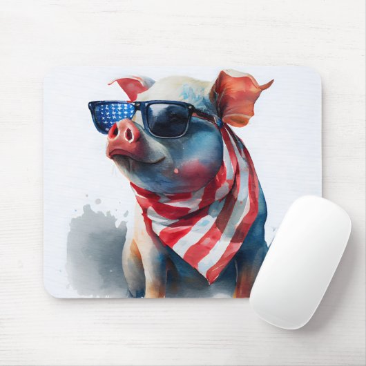 ROOD WIT BLAUW PATRIOTTISCH WATERVERF VARKEN MUISMAT (Met muis)