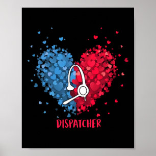 Rood Wit Blauw Patriottische 911-Dispatcher Hart 4 Poster