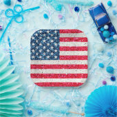 Rood Wit Blauw Patriottische Amerikaanse Vlag Fees Papieren Bordje (Feest)