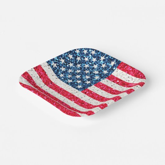 Rood Wit Blauw Patriottische Amerikaanse Vlag Fees Papieren Bordje (Gebogen)