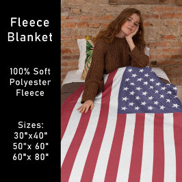 Rood Wit & Blauw Patriottische Amerikaanse Vlag Fleece Deken