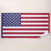 Rood Wit & Blauw Patriottische Amerikaanse Vlag Strandlaken (Voorkant)