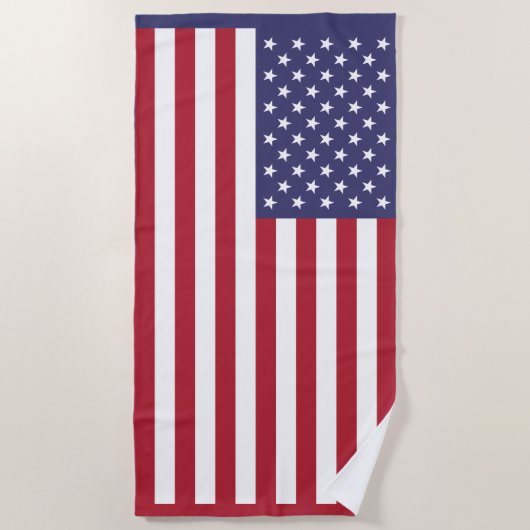 Rood Wit & Blauw Patriottische Amerikaanse Vlag Strandlaken (Voorkant)