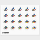 Rood Wit Blauw Patriottische Bij Ronde Sticker (Vel)