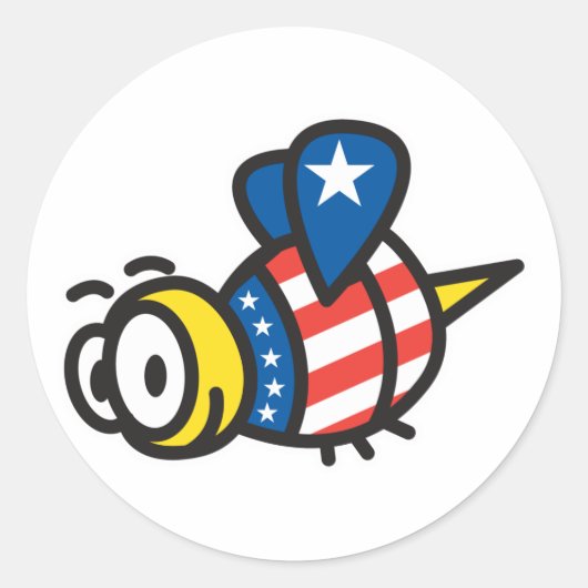 Rood Wit Blauw Patriottische Bij Ronde Sticker (Voorkant)