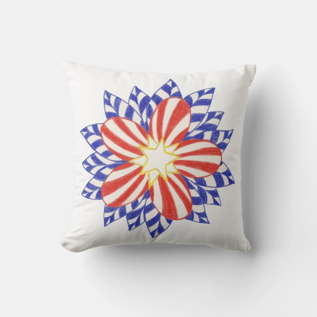Rood Wit Blauw Patriottische Bloem Kussens (Voorkant)