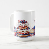 ROOD WIT BLAUW PATRIOTTISCHE CAKES & CUPCAKES KOFFIEMOK (Voorkant links)