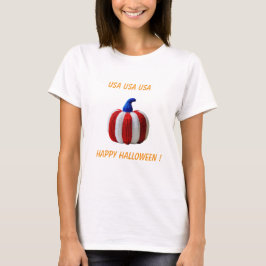 Rood Wit & Blauw Patriottische Garen Pompoen T-shirt