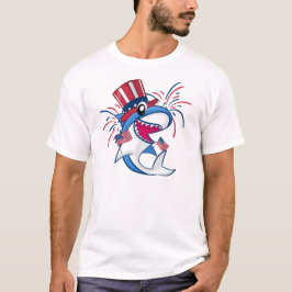 Rood Wit Blauw Patriottische Haai 4 juli T-shirt