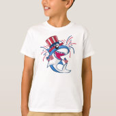 Rood Wit Blauw Patriottische Haai 4 juli T-shirt (Voorkant)