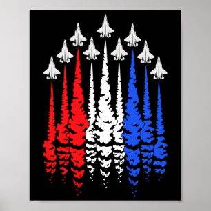 Rood Wit Blauw Patriottische Jets Usa Vlag Mannen Poster
