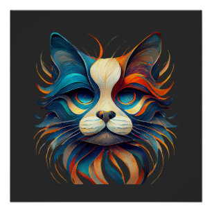 Rood Wit & Blauw Patriottische Kat Perfect Poster