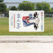 Rood Wit Blauw Patriottische Koe Boerderij 4 juli Spandoek (Insitu)