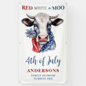 Rood Wit Blauw Patriottische Koe Boerderij 4 juli Spandoek (Verticaal)