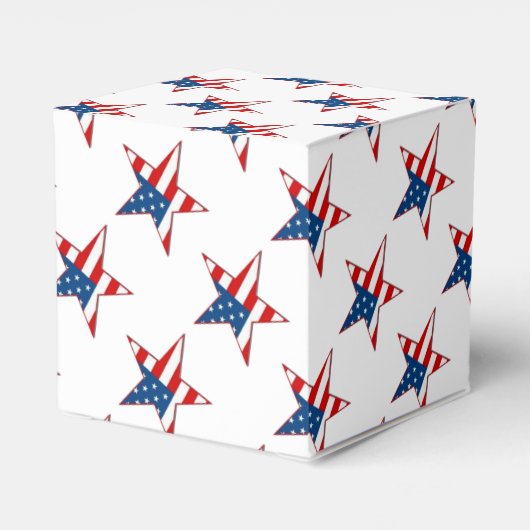 Rood Wit & Blauw Patriottische Sterren Hart Favor  Bedankdoosjes (Achterkant)