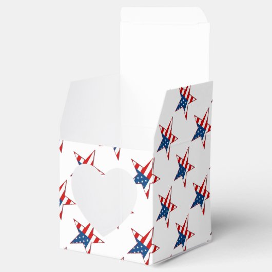 Rood Wit & Blauw Patriottische Sterren Hart Favor Bedankdoosjes (Geopend)