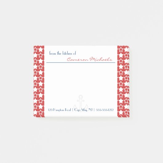 Rood Wit Blauw Patriottische Sterren Patroon Monog Post-it® Notes (Voorkant)