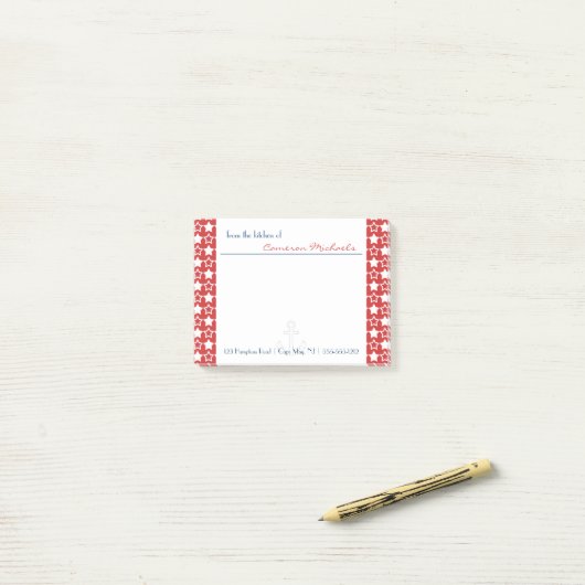 Rood Wit Blauw Patriottische Sterren Patroon Monog Post-it® Notes (Op bureau)