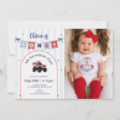 Rood Wit & Blauw Patriottische Uitnodiging voor 1e (Voorkant)
