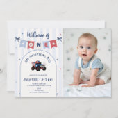 Rood Wit & Blauw Patriottische Uitnodiging voor 1e (Voorkant)