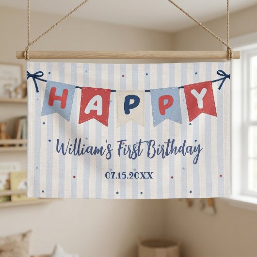 Rood Wit & Blauw Patriottische Verjaardag Spandoek