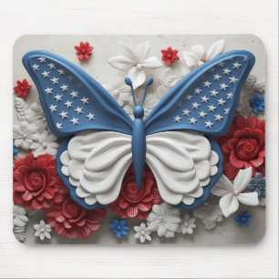 ROOD WIT BLAUW PATRIOTTISCHE VLINDER & BLOEMEN MUISMAT