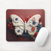 ROOD WIT BLAUW PATRIOTTISCHE VLINDER & BLOEMEN MUISMAT (Met muis)