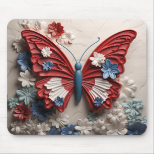 ROOD WIT BLAUW PATRIOTTISCHE VLINDER & BLOEMEN MUISMAT