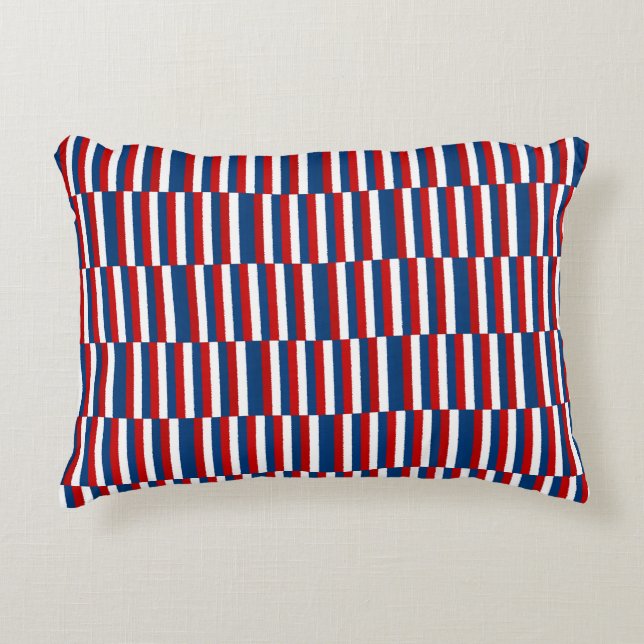 Rood Wit Blauw Patroon  Accent Kussen (Voorkant)
