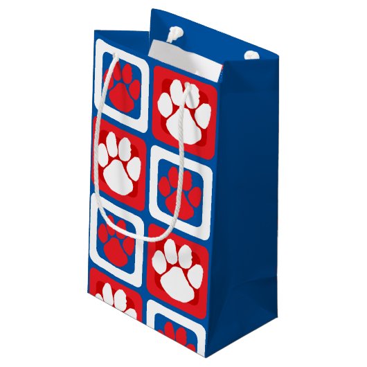Rood, Wit & Blauw Pawprint Klein Cadeauzakje (Achterkant Gekanteld)