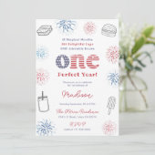 Rood Wit Blauw Perfect Jaar 1e Verjaardagsfeestje Kaart (Staand voorkant)