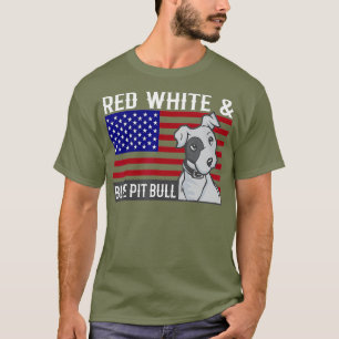 Rood Wit Blauw Pitbull Amerikaanse vlag Pittie Hon T-shirt
