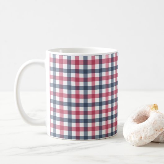 Rood Wit Blauw Plaid Koffiemok (Met donut)